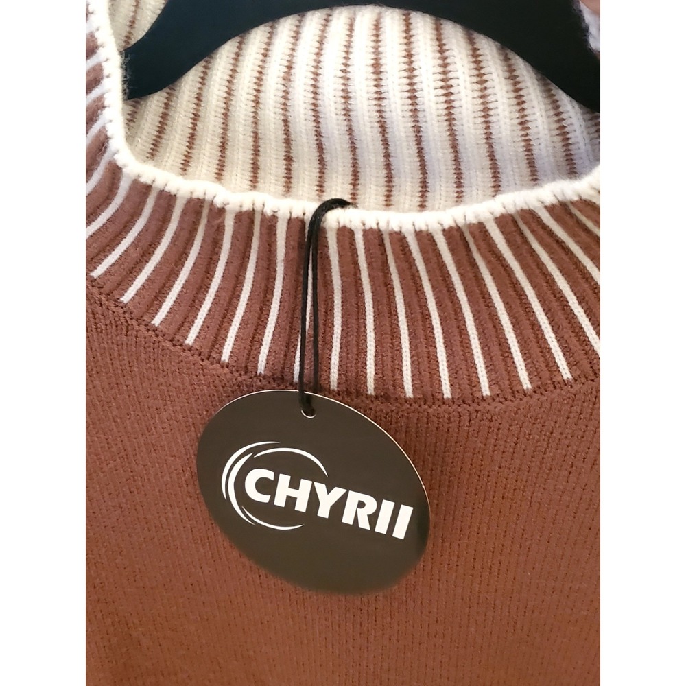 NEW Chyrii Women's Oversized Brown Stitched Cozy Sweater Size‎ SMALL - Picture 3 of 9